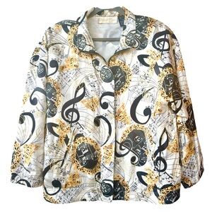 Pop Art Silk Marshall Rousso Vintage Las Vegas Musical Theme Jacket Bomper M